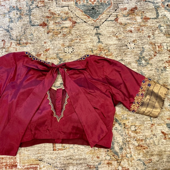 Custom red and Gold Silk Choli Blouse for Saree or Lehenga - Picture 3 of 7